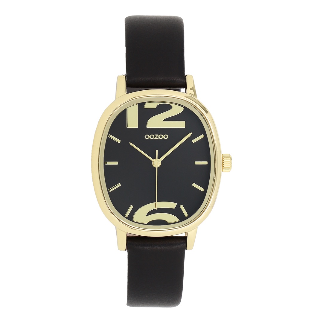 Gold coloured OOZOO with black leather strap
